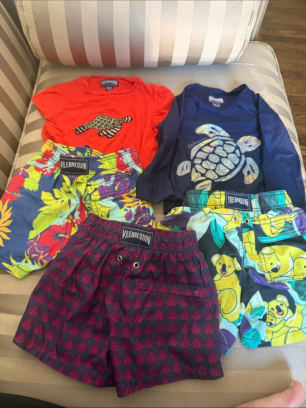 Vilebrequin Boys' Bright Red & Navy Turtle Swim Set with Multicolor Trunks